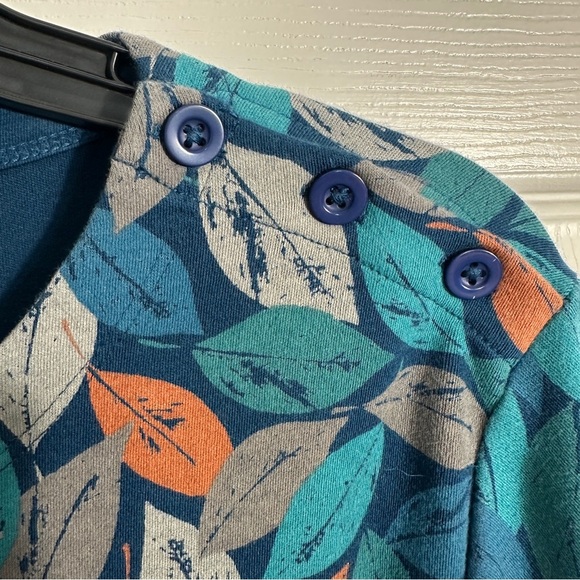 Seasalt Cornwall size 10 US Tall Waves tunic, teal w/leaf pattern, fall, autumn - Picture 10 of 12